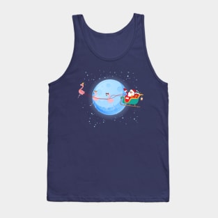 Santa Claus Riding flamingo Tank Top